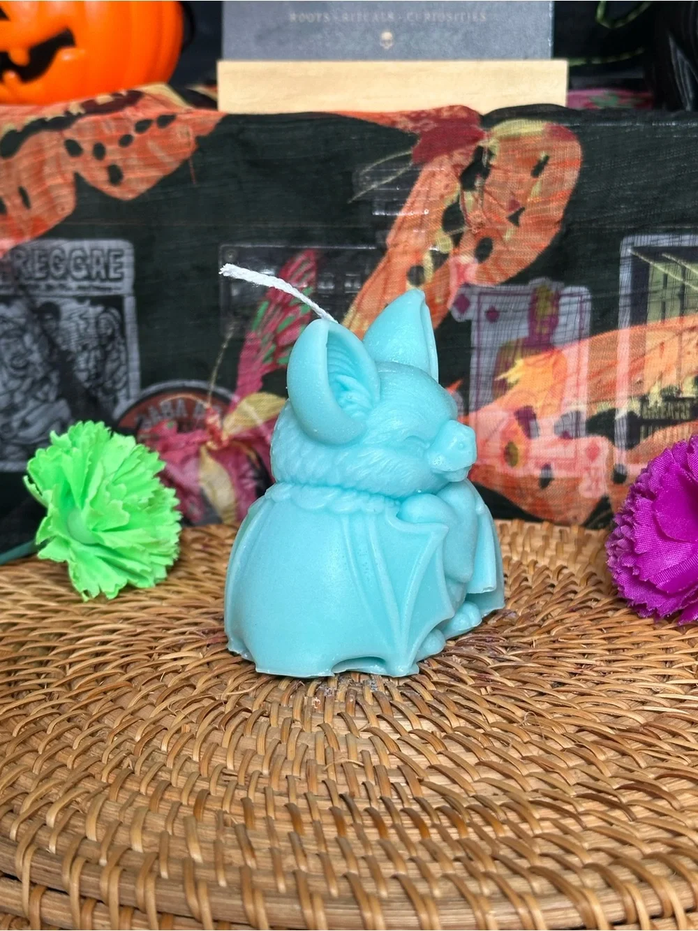 Blue Bat Familiar Candle